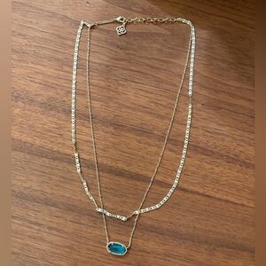 Kendra Scott Gold Necklace with Emerald Pendant